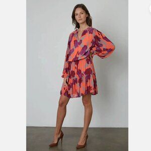 Velvet by Graham & Spencer Regina Printed Boho Dress in coral size L